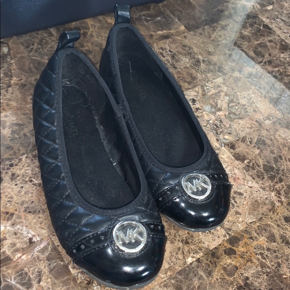 MK Black Leather Flats
